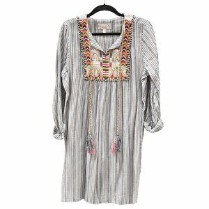 Philosophy Embroidered Stripe Tunic Dress – Size L